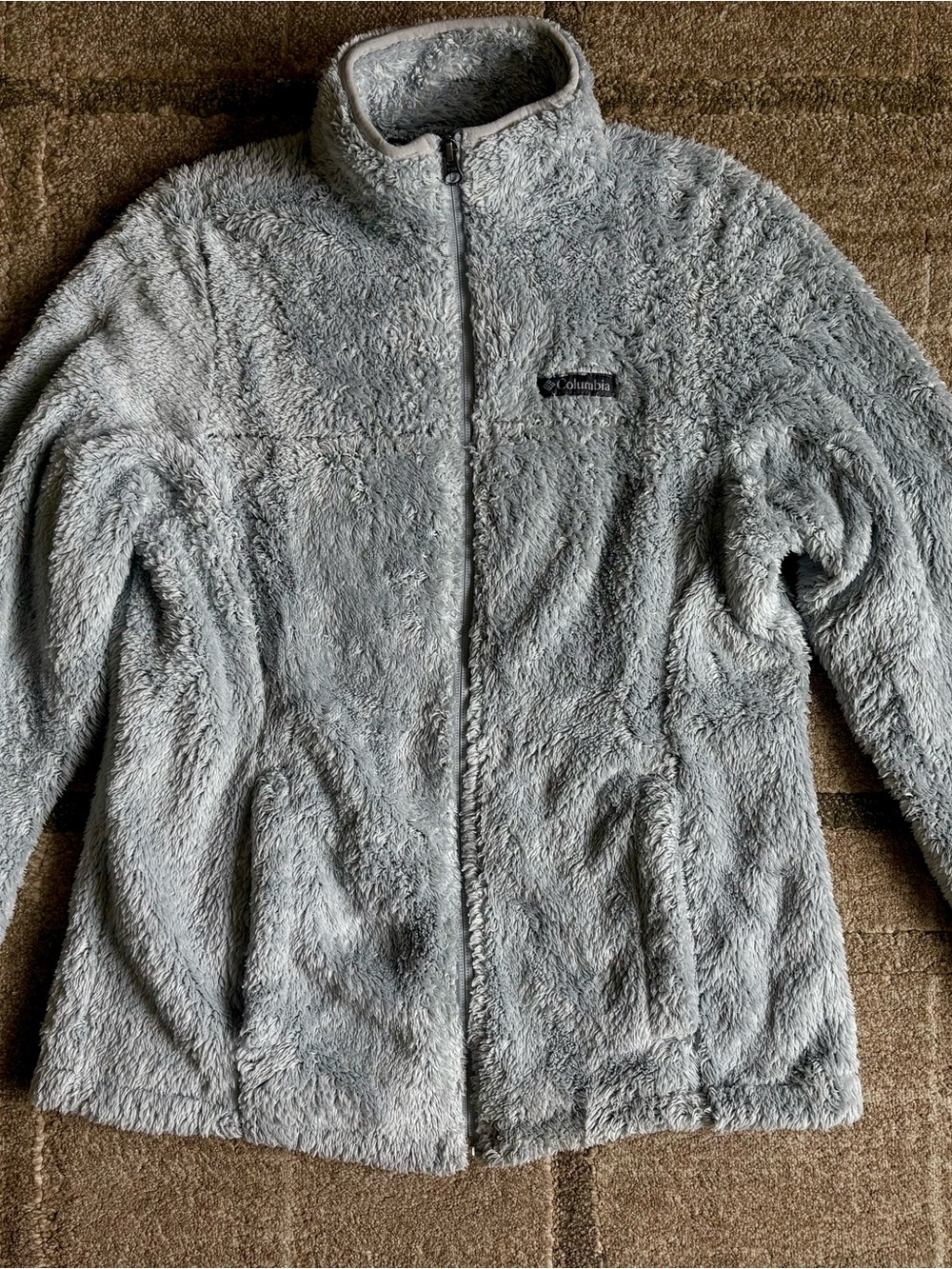 Columbia Cloudy Day Full Zip Fleece Jacket Silver Blue Small